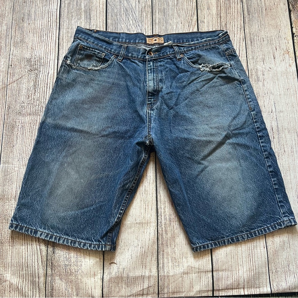 Vintage Rocawear Jeans Shorts Mens 40 Blue Denim Baggy Hip Hop Skater Grunge Y2k